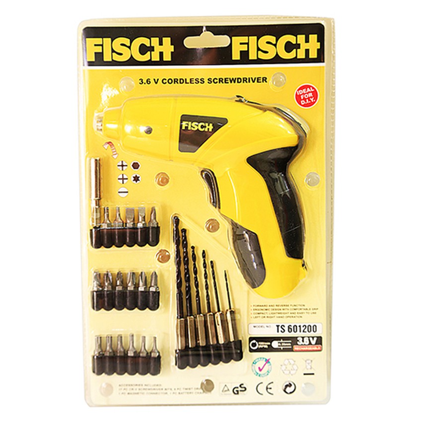 FISCH TS601200 Mesin Obeng Baterai 3.6V Aksesoris Set / Cordless Screwdriver