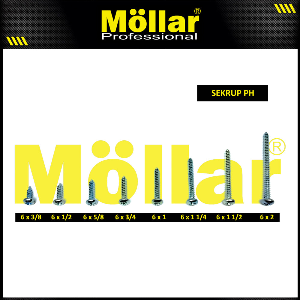 MOLLAR 93-021 Sekrup PH 6 x 1/2 - 100 pcs