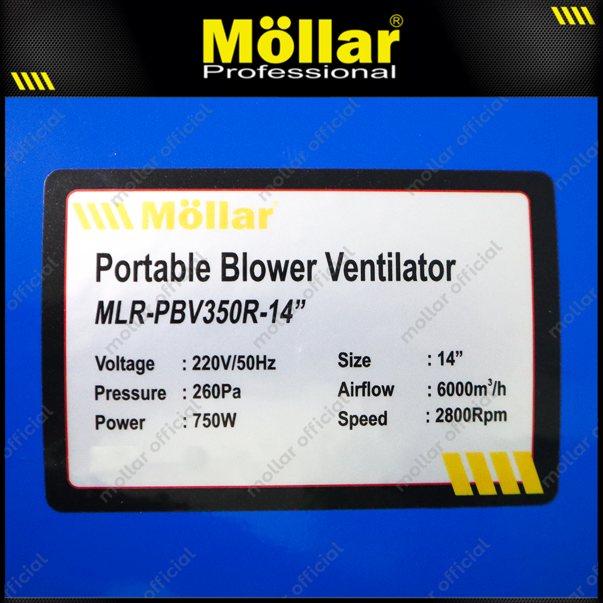 MOLLAR PBV350R Mesin Blower Ventilator Portable 14"