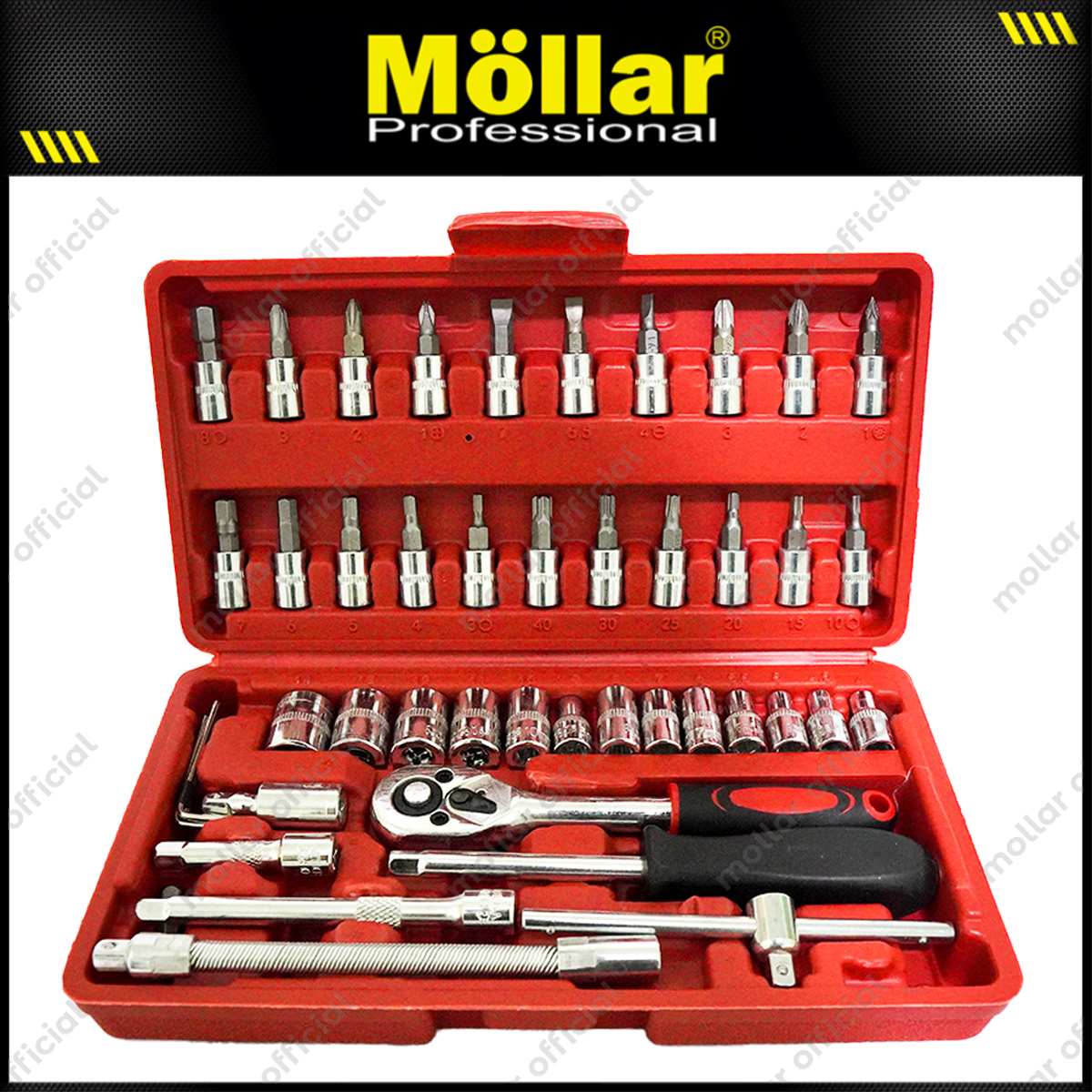 MOLLAR B13658 Kunci Sok Set 46 pcs Box Plastik