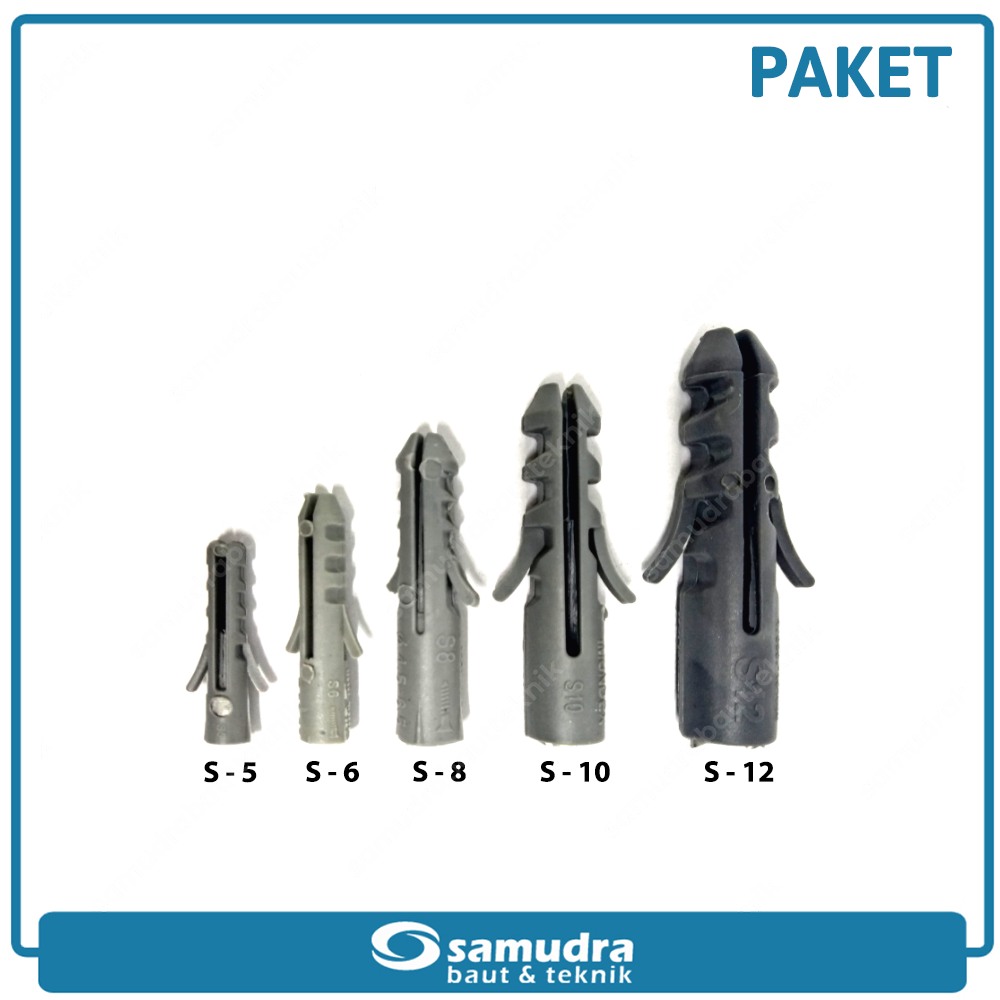 PAKET JP S8 Angkur Skrup 100 Pcs Lubang Beton Dinding Bata Ringan Baut