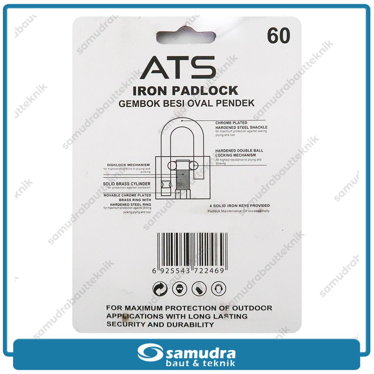 ATS Gembok 60 mm Short / Gembok Besi Leher Pendek