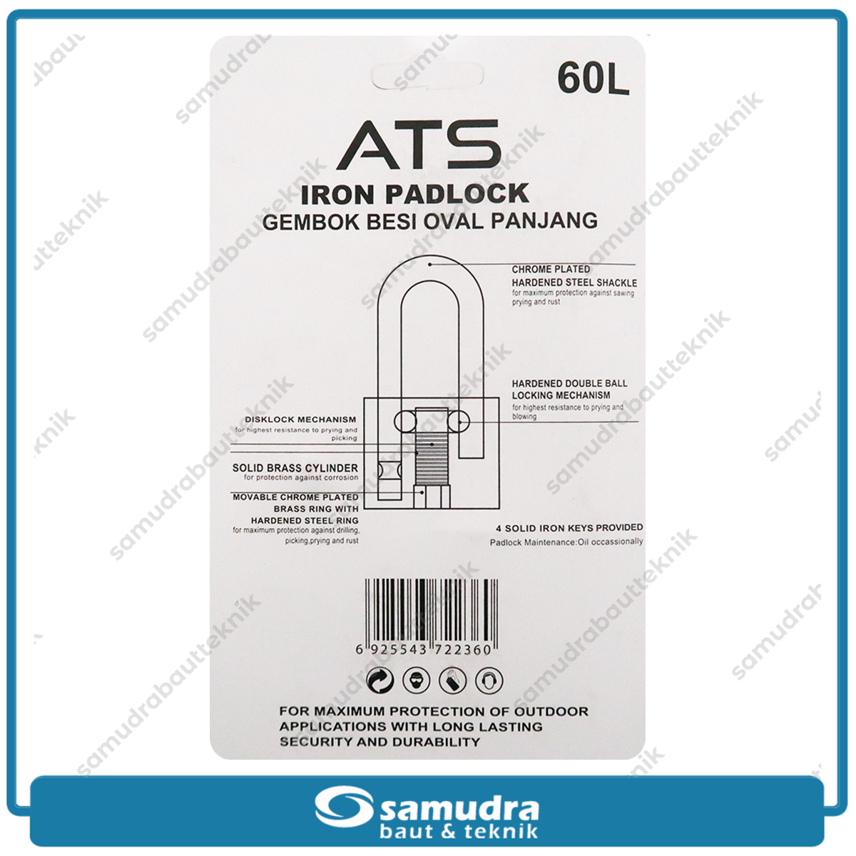 ATS Gembok 60 mm Long / Gembok Besi Leher Panjang