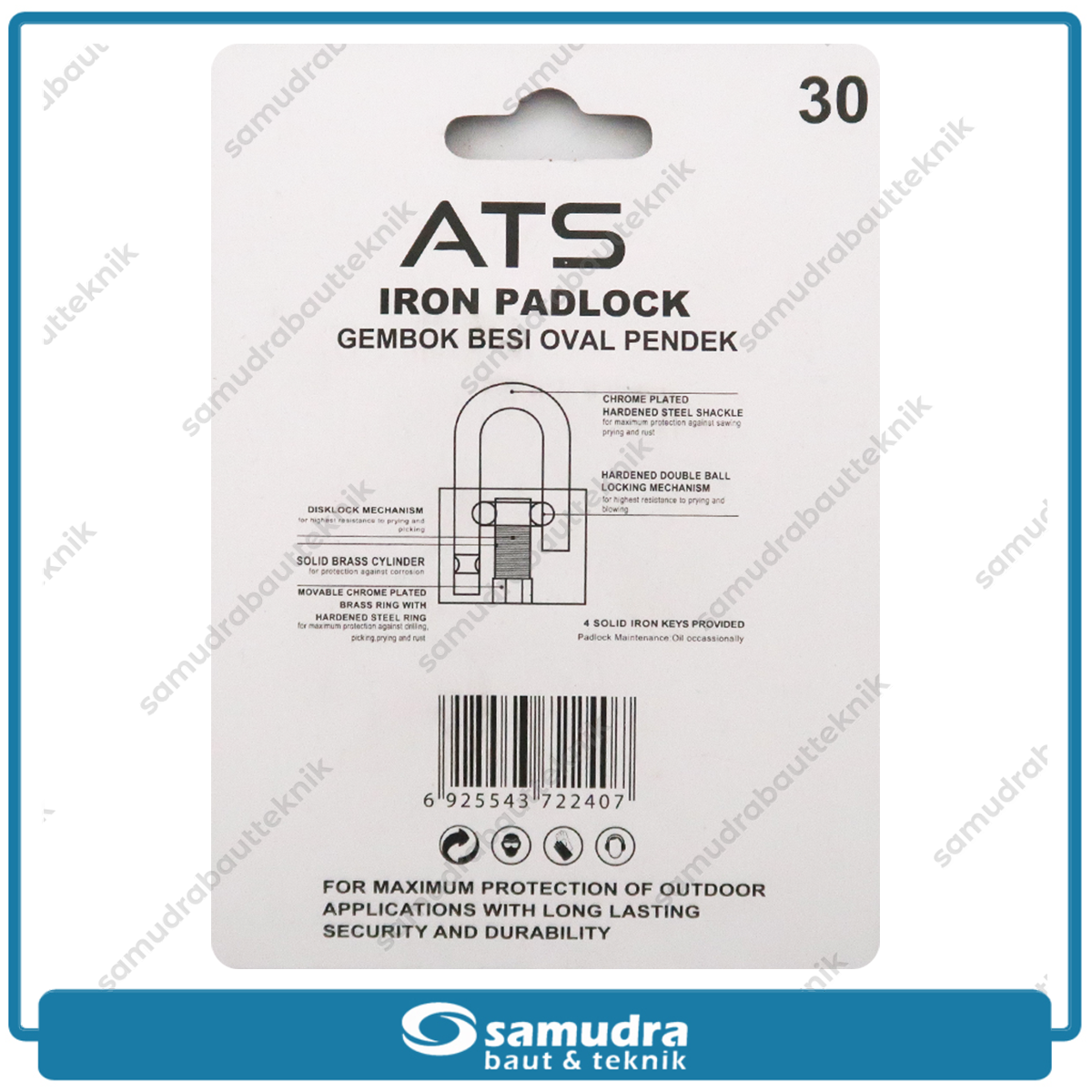ATS Gembok 30 mm Short / Gembok Besi Leher Pendek