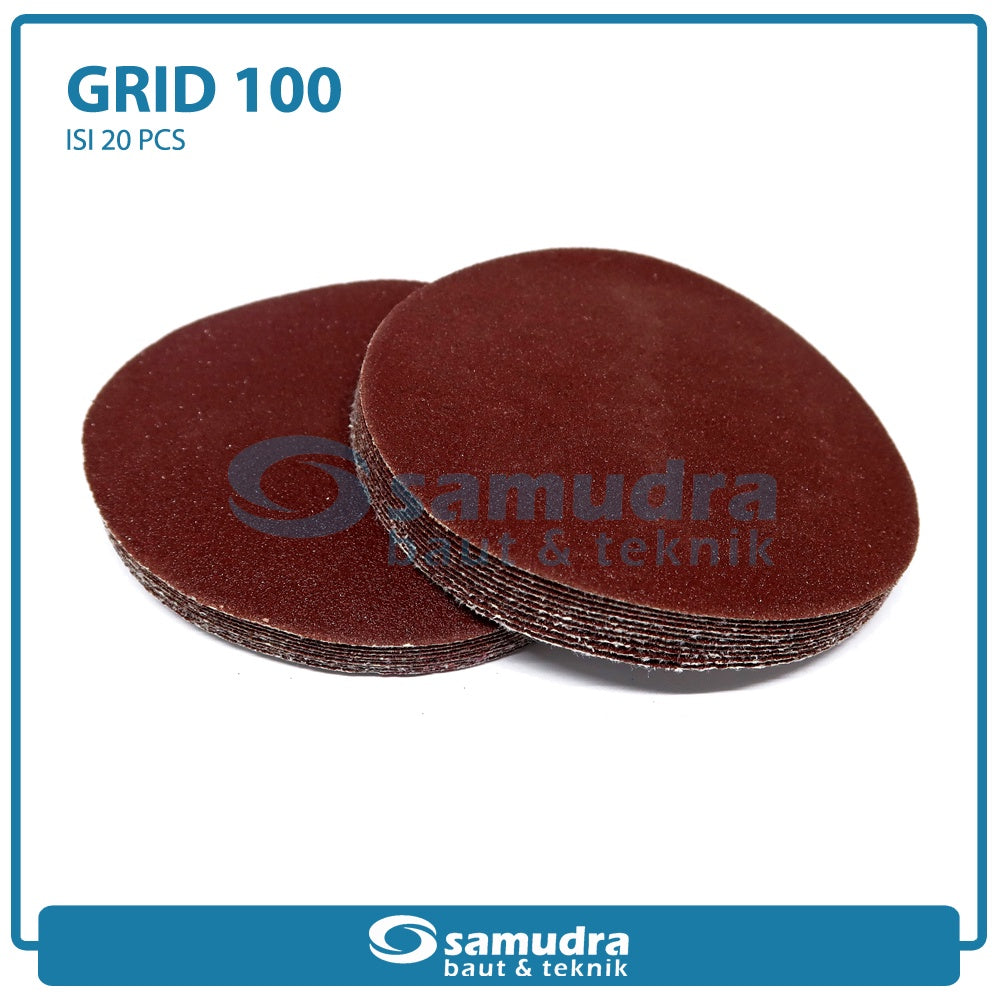MST 20 Pcs No. 100 Amplas Bulat Velcro Tempel Mata Gerinda Disc 4 Inch