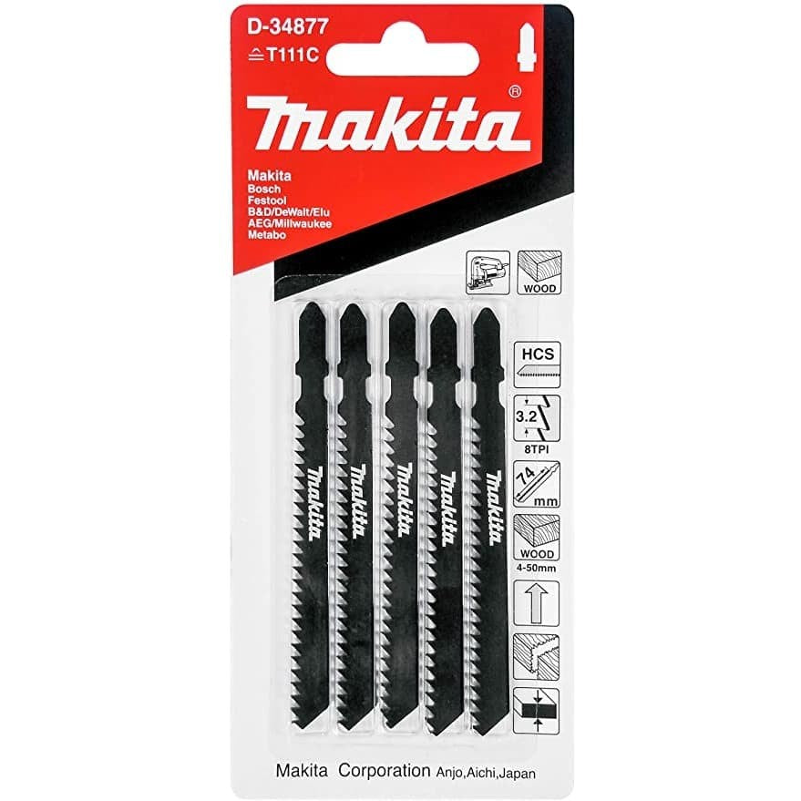MAKITA D-34877 Mata Jigsaw T111C Set 5 pcs / Jig Saw Blade Wood Basic