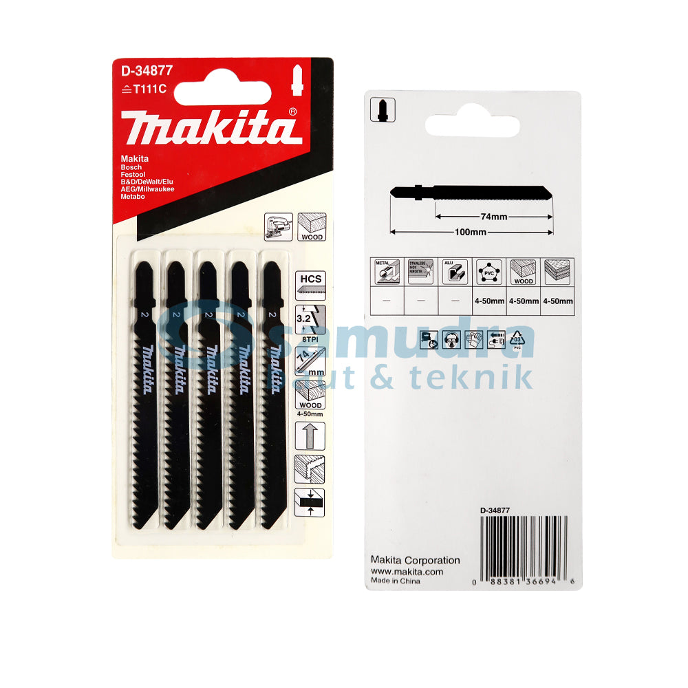 MAKITA D-34877 Mata Jigsaw T111C Set 5 pcs / Jig Saw Blade Wood Basic