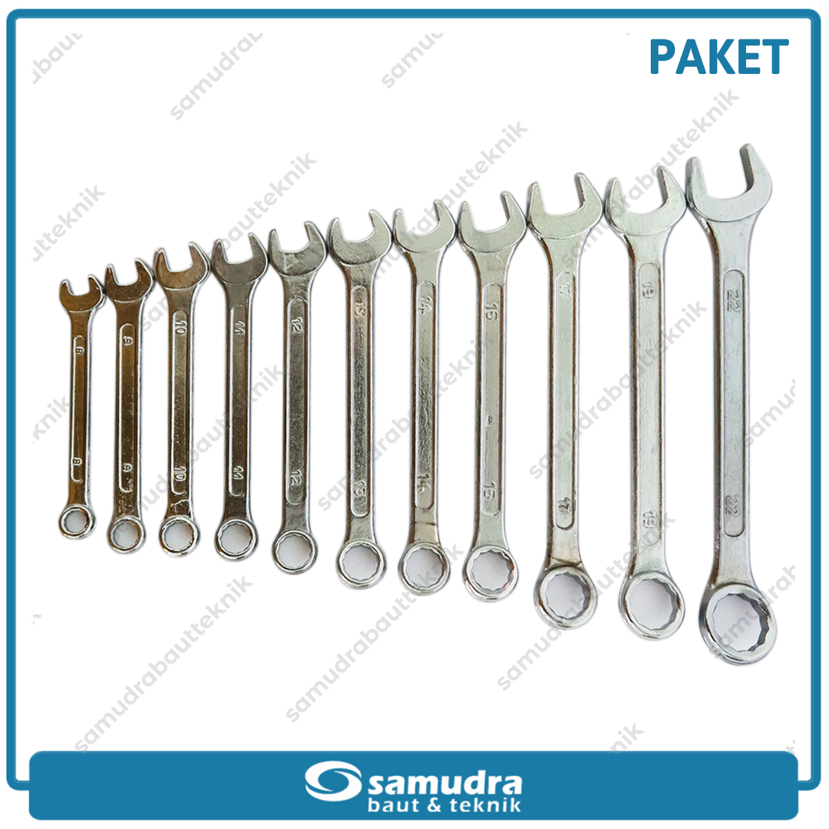 Paket KENMASTER Kunci Sok Set 27 pcs + Kunci Ring Pas Set 11 pcs 8-22