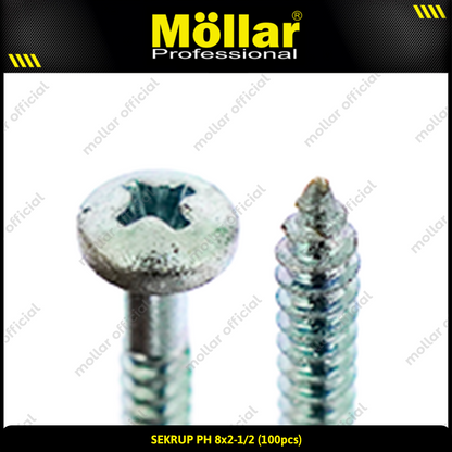 MOLLAR 93-037 Sekrup PH 8 x 2-1/2 - 100 pcs