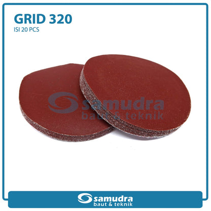 MST 20 Pcs No. 320 Amplas Bulat Velcro Tempel Mata Gerinda Disc 4 Inch