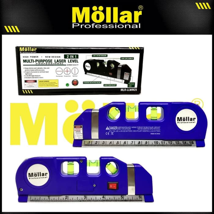 MOLLAR LLWM25 Waterpass Magnet Meteran Laser 25 Cm