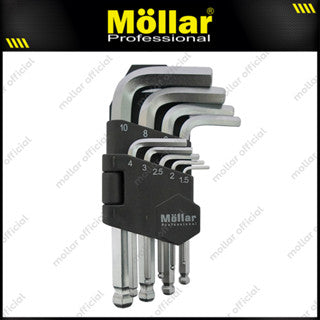 MOLLAR MLR-650112 Kunci L Set Pendek Ballpoint 9 Pcs 1.5-10 mm