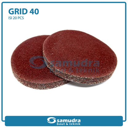 MST 20 Pcs No. 40 Amplas Bulat Velcro Tempel Mata Gerinda Disc 4 Inch