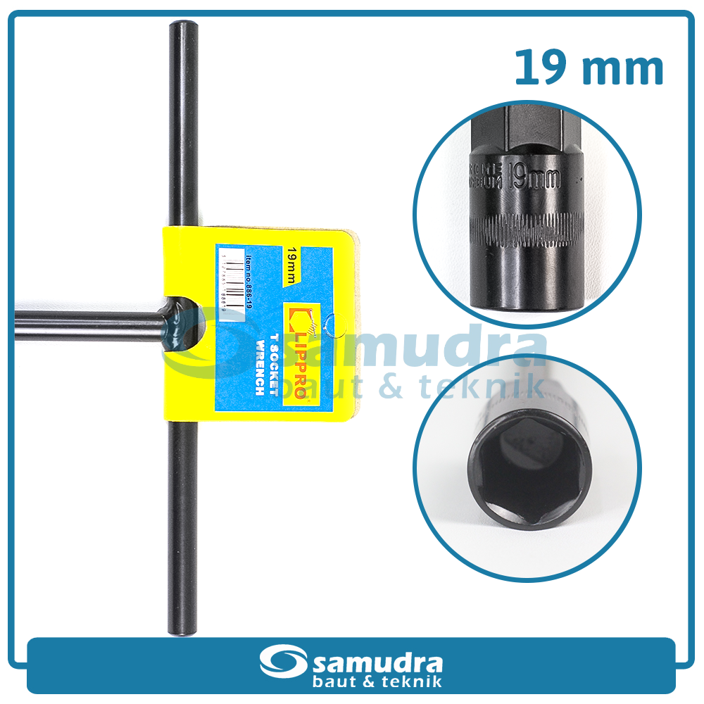 LIPPRO 886-19 Kunci Sok T Hitam 19 mm