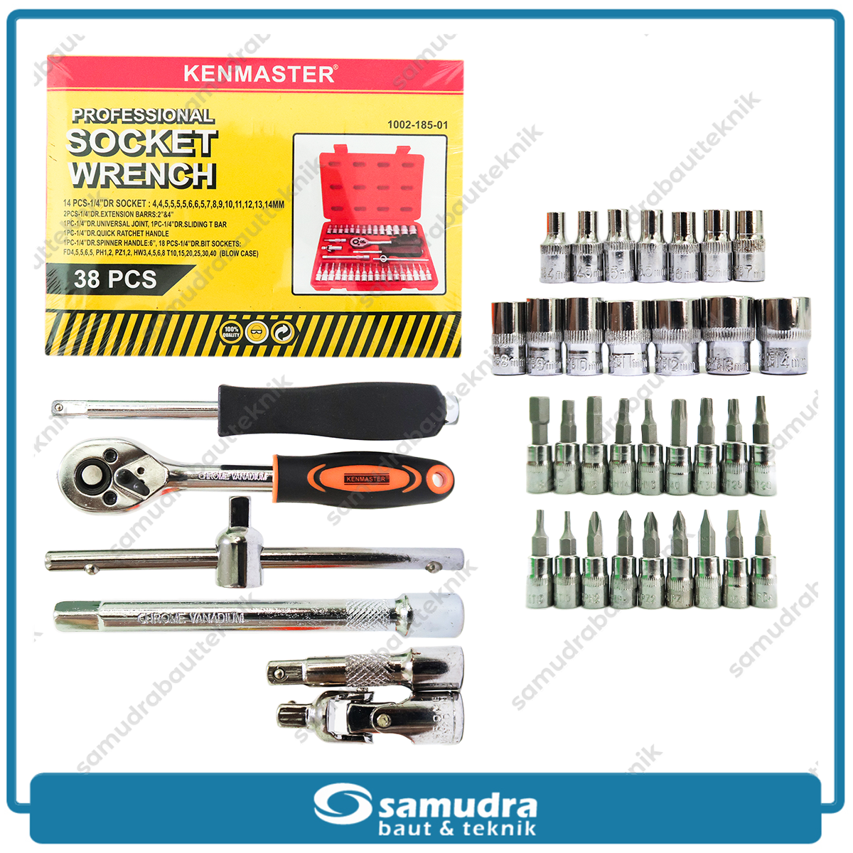 KENMASTER KCSO-081 Kunci Sok Set 38 pcs Box Plastik Oranye