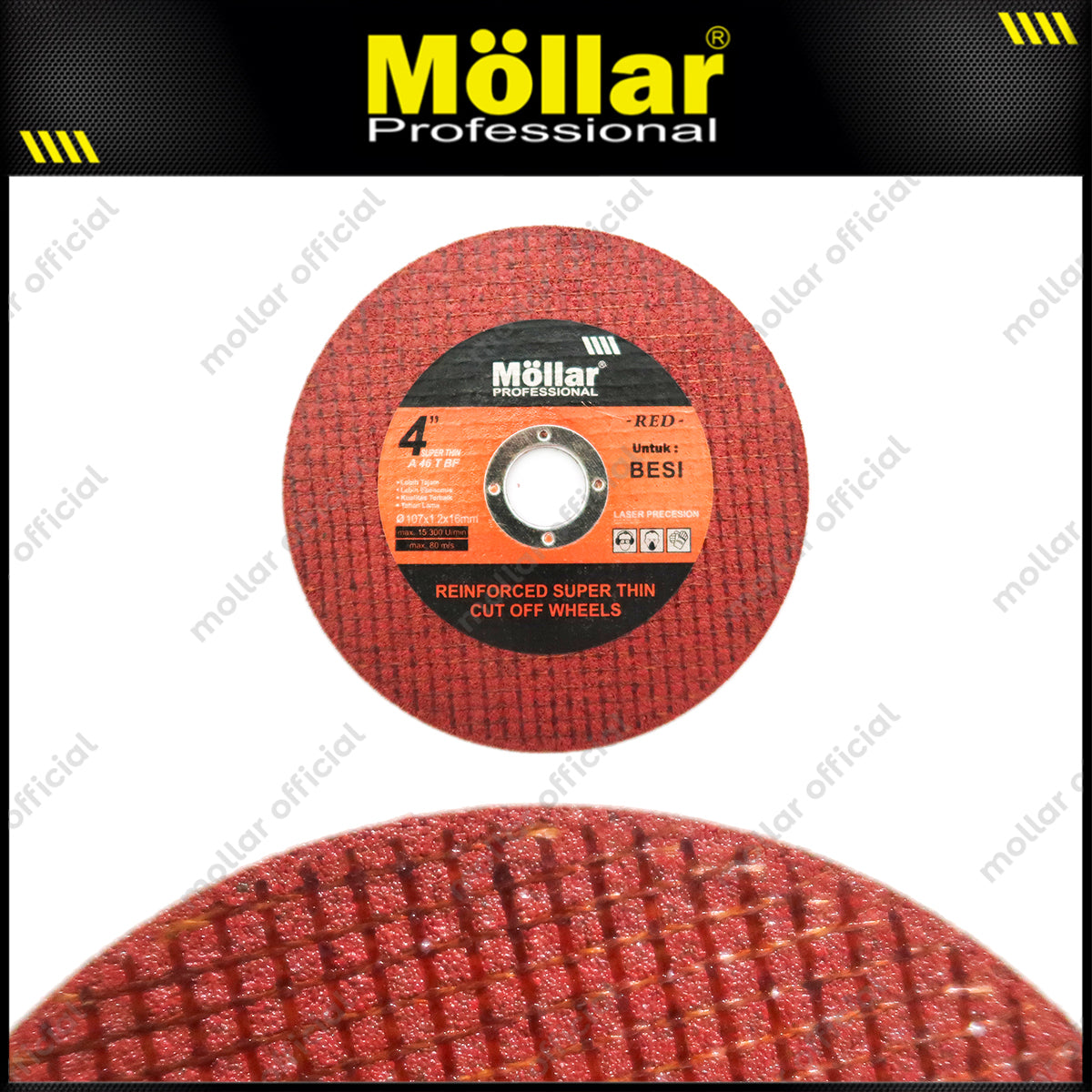 MOLLAR Mata Gerinda Potong Besi 4" Merah / Cutting Wheel Red