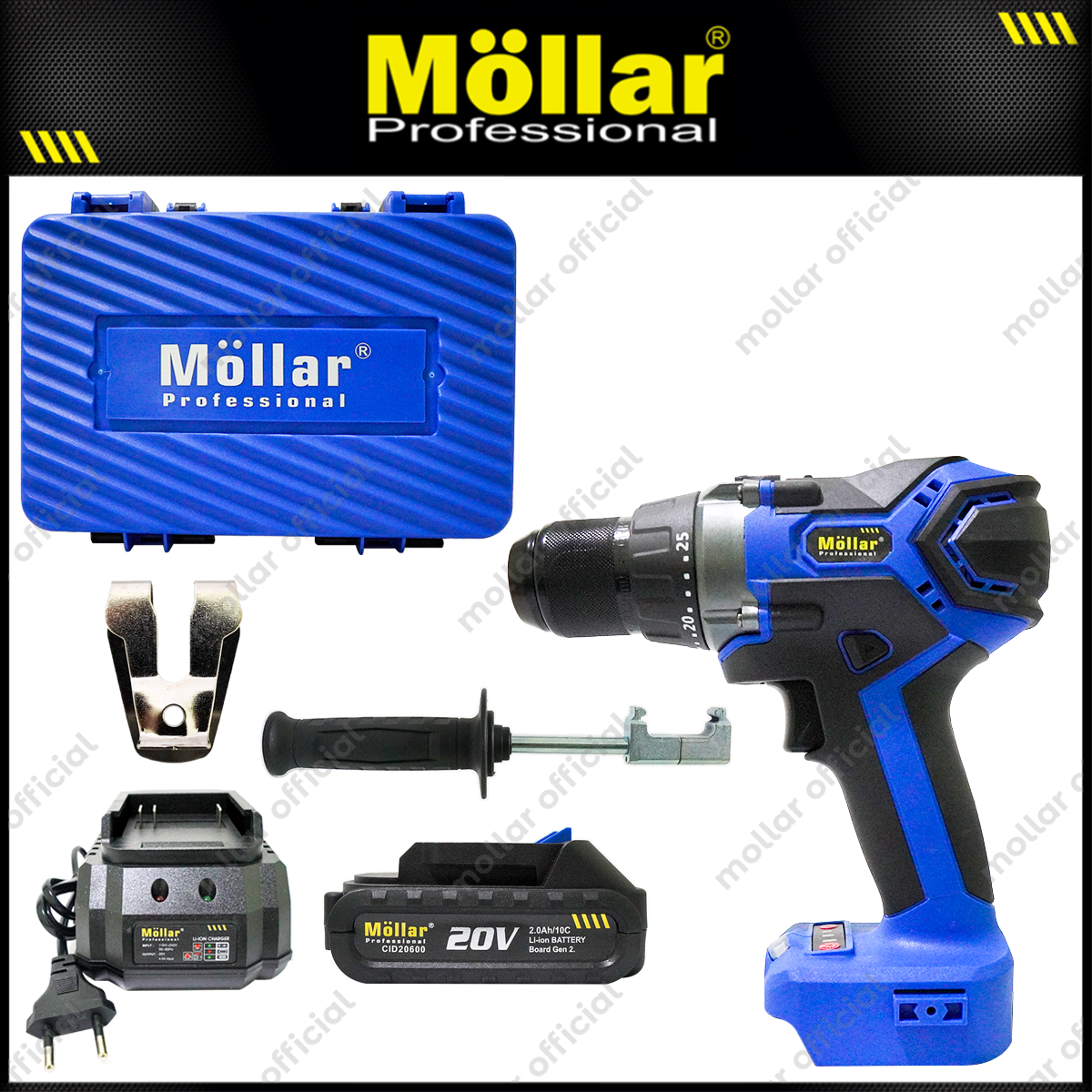MOLLAR CID20600 Mesin Bor Beton Baterai 20V / Brushless Cordless Impact Drill