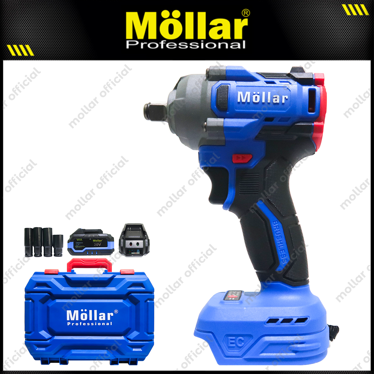 MOLLAR CIW20500 Mesin Buka Baut Truk Baterai 20V / Cordless Impact Wrench