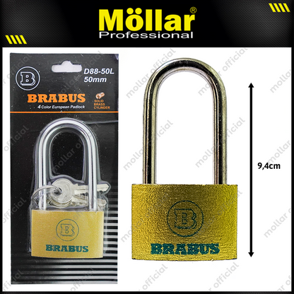 BRABUS D88-50L Gembok Kuning Blister 50 mm Long / Gembok Leher Panjang