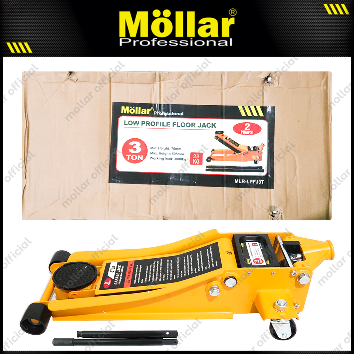 MOLLAR LPFJ3T Dongkrak Buaya 3 Ton Ceper 2 Pump