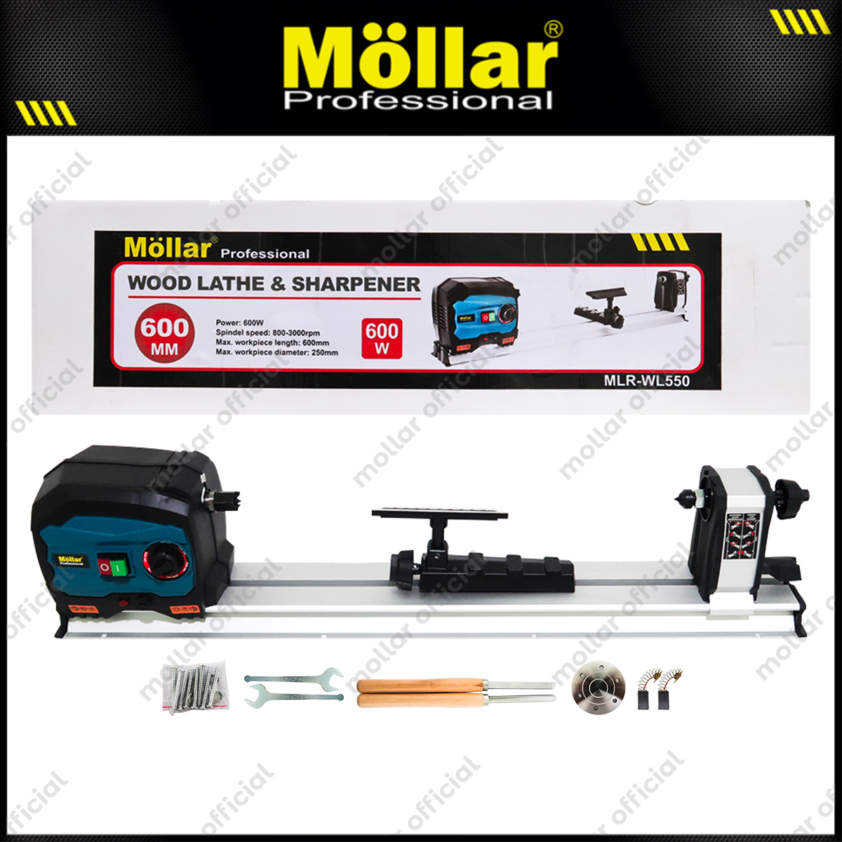 MOLLAR WL550 Mesin Bubut Kayu / Wood Lathe & Sharpener