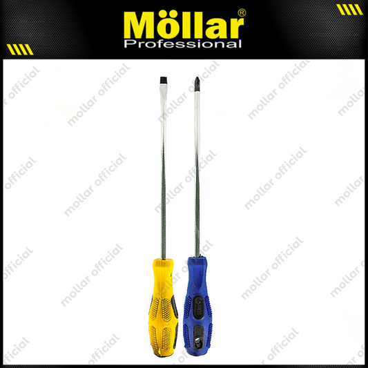 PAKET 2 Set HDT Obeng 8" Inch (+) (-) Plus Minus Gagang Karet 200 Mm