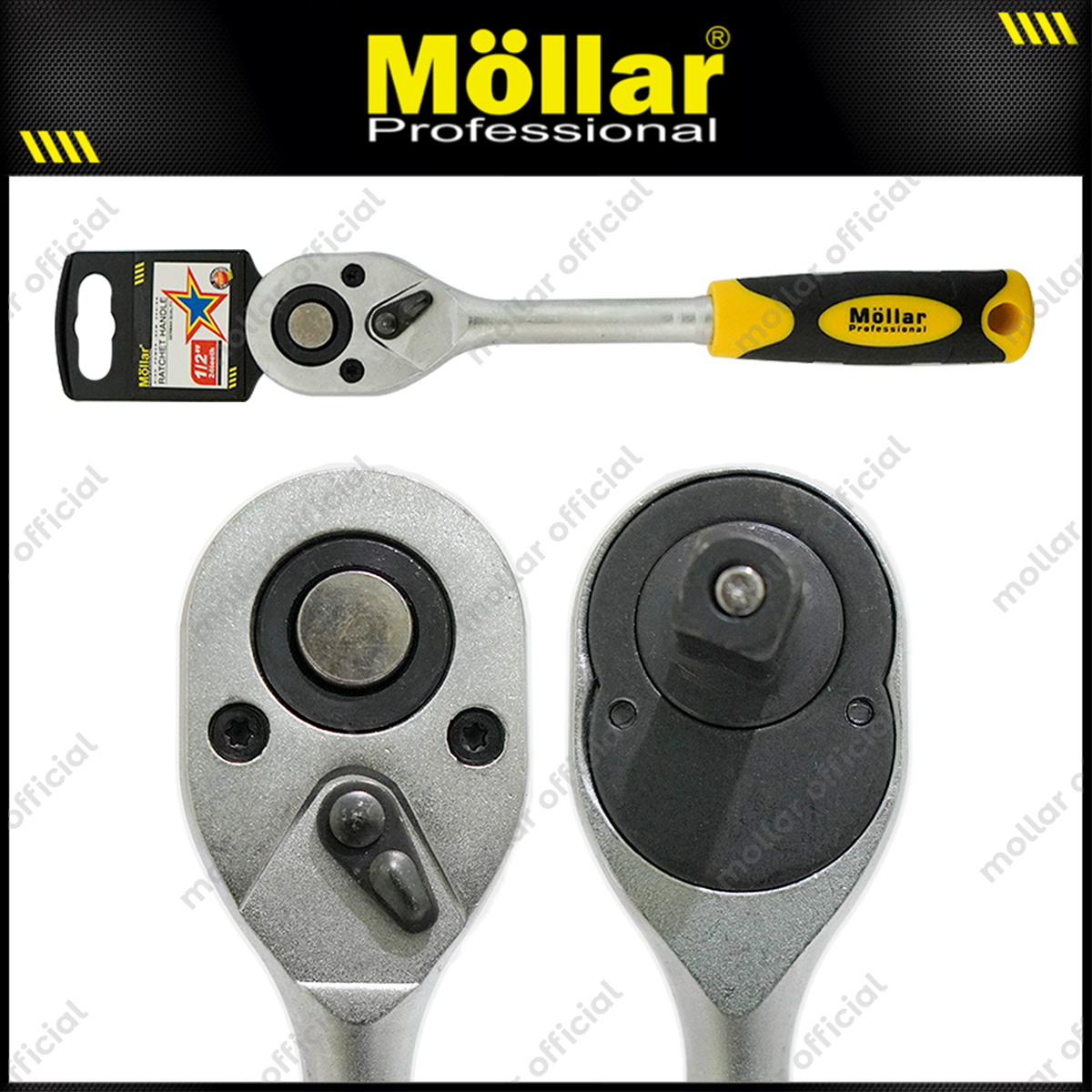 MOLLAR Gagang Sok Rachet 1/2"x24T / Kunci Stang Ratchet