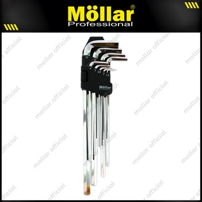 MOLLAR MLR-260309S Kunci L Set Panjang Flat 9 Pcs 1.5-10 mm S2 Steel