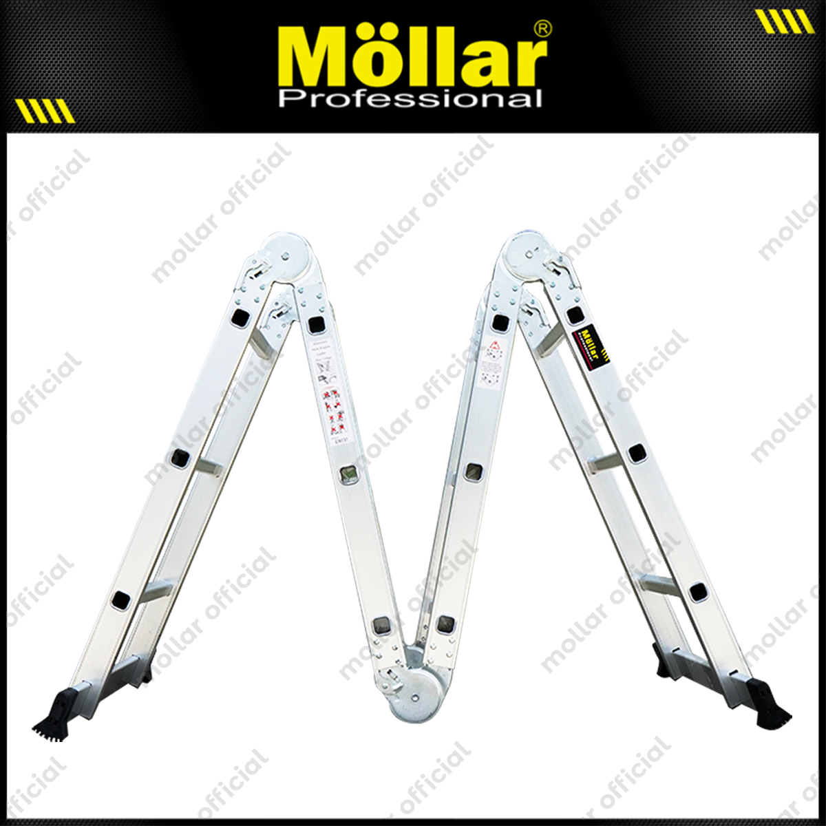 MOLLAR Tangga Lipat Almunium 4x3 3.4 meter 2 Roda