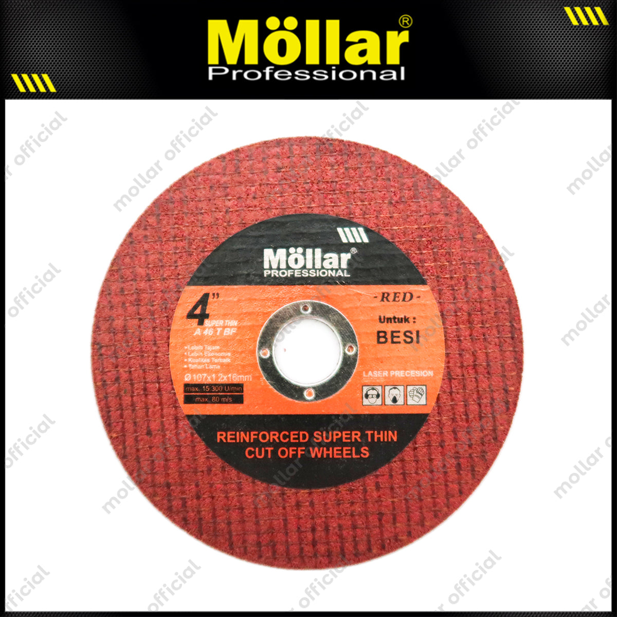 MOLLAR Mata Gerinda Potong Besi 4" Merah / Cutting Wheel Red