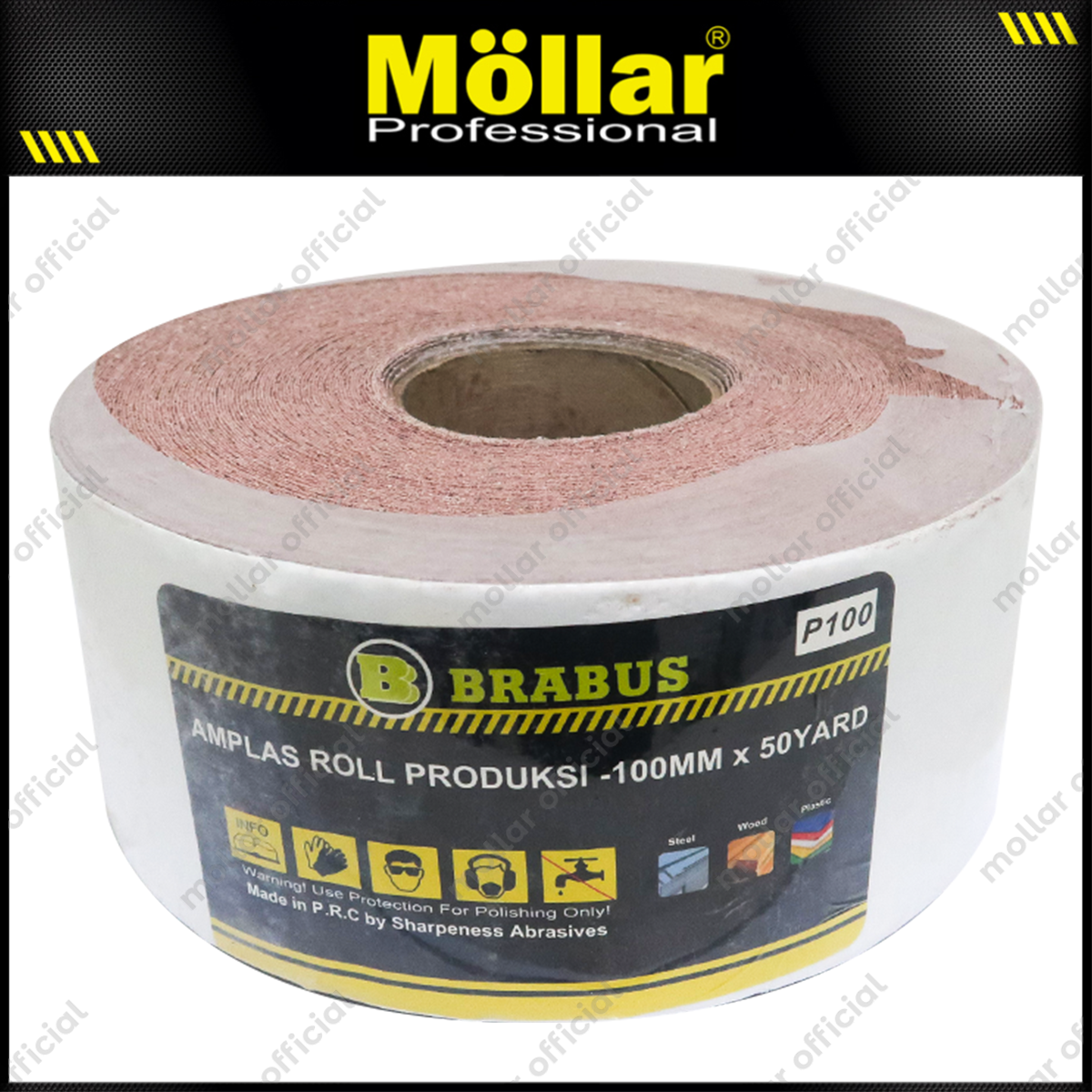 BRABUS No. 100 Amplas Roll 45 Meter Kain Abrasive Cloth Kayu Tembok