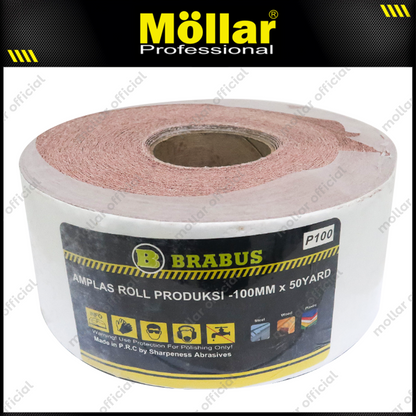 BRABUS No. 100 Amplas Roll 45 Meter Kain Abrasive Cloth Kayu Tembok