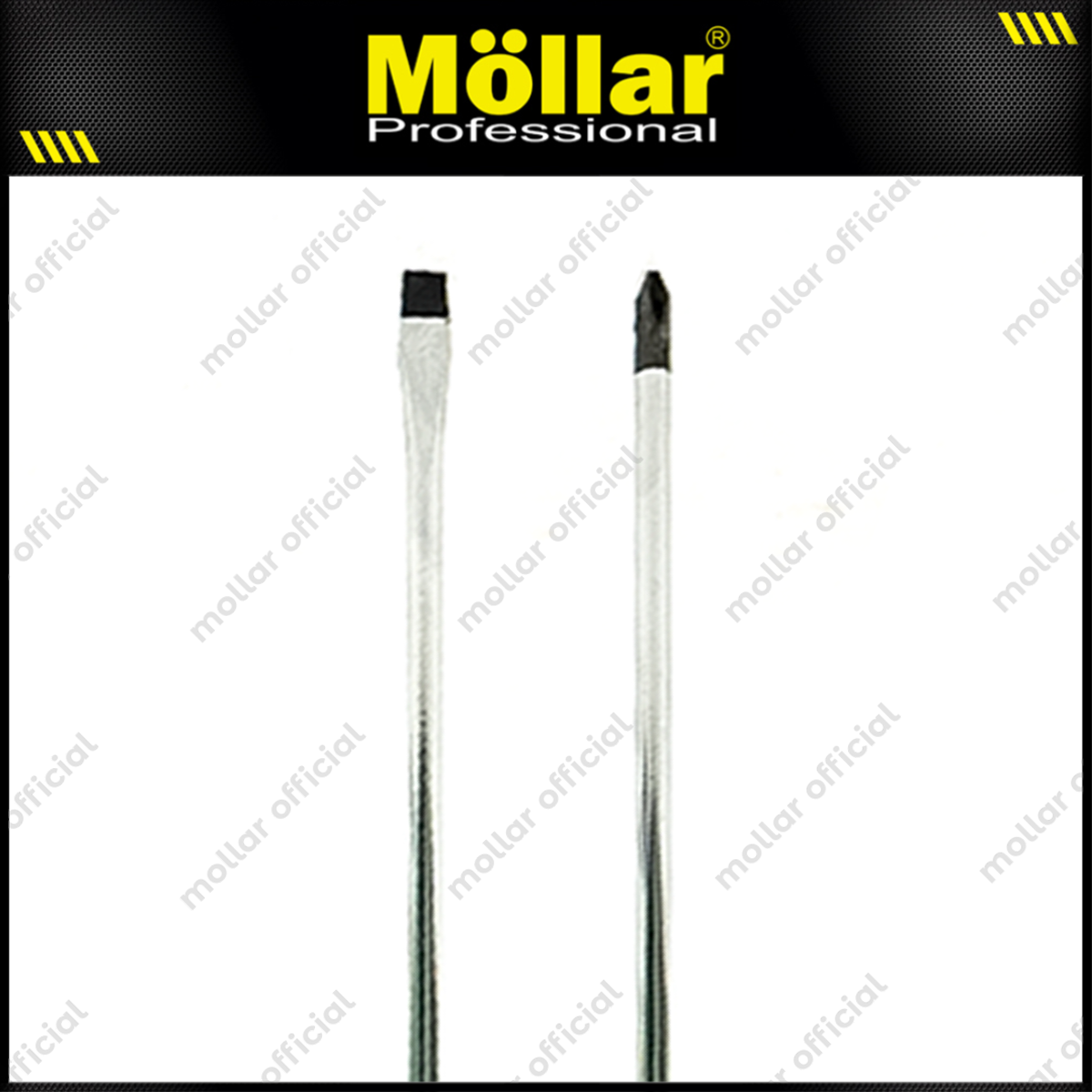 PAKET 2 Set HDT Obeng 8" Inch (+) (-) Plus Minus Gagang Karet 200 Mm