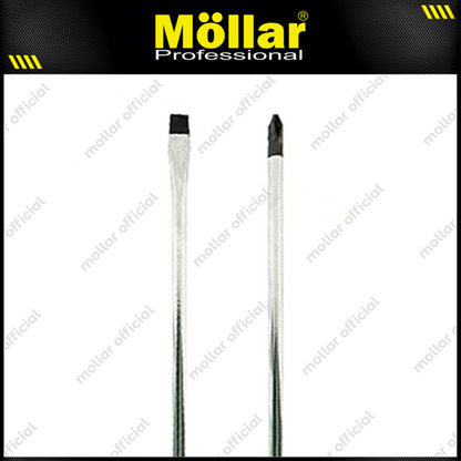 PAKET 2 Set HDT Obeng 8" Inch (+) (-) Plus Minus Gagang Karet 200 Mm