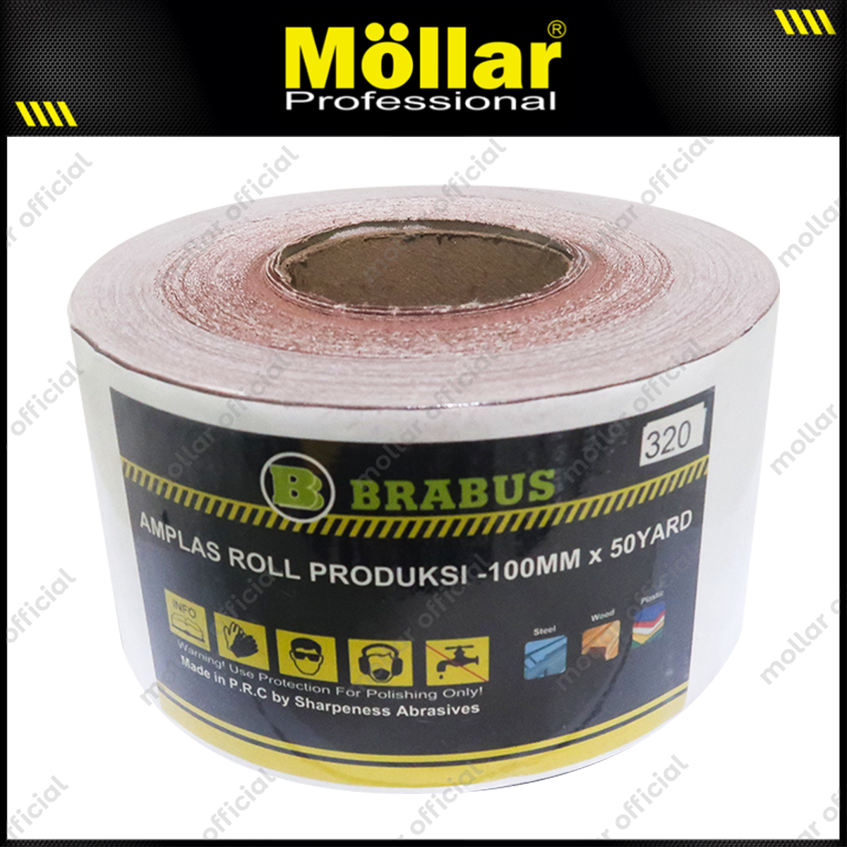 BRABUS No. 320 Amplas Roll 45 Meter Kain Abrasive Cloth Kayu Tembok