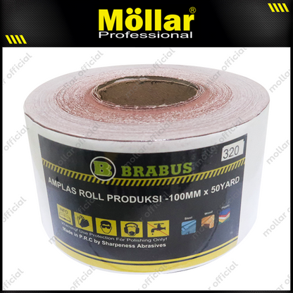 BRABUS No. 320 Amplas Roll 45 Meter Kain Abrasive Cloth Kayu Tembok