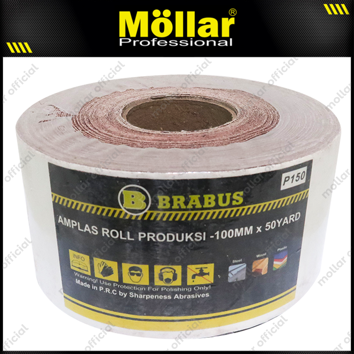 BRABUS No. 150 Amplas Roll 45 Meter Kain Abrasive Cloth Kayu Tembok