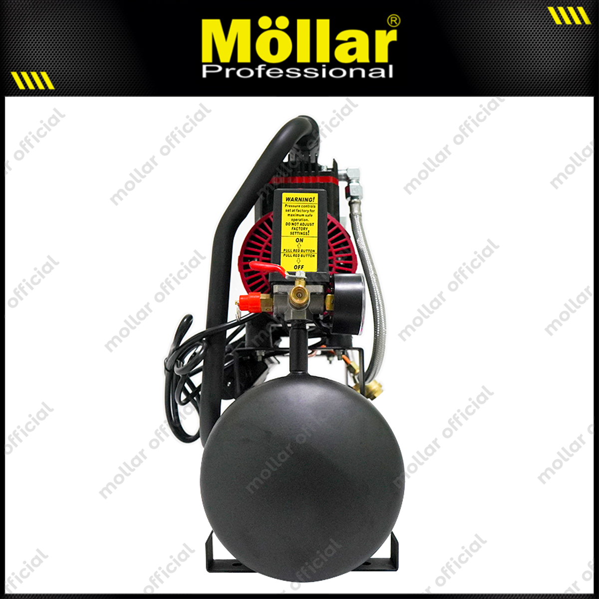 MOLLAR MLR-AC-1510BP Mesin Kompresor Angin Oilless 1 HP 10 Liter Black Panther