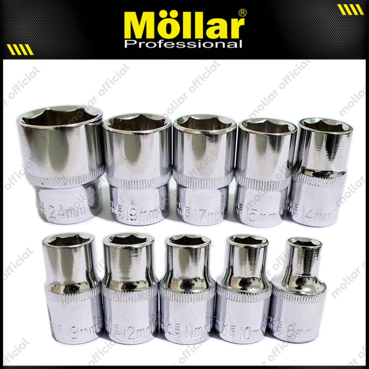 MOLLAR MLR-SOC012 Kunci Sok Set 12 pcs Handle Ratchet 1/2"