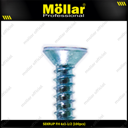 MOLLAR 93-050 Sekrup FH 6 x 1-1/2 - 100 pcs