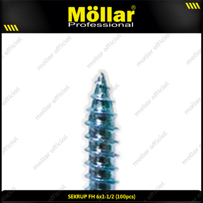 MOLLAR 93-050 Sekrup FH 6 x 1-1/2 - 100 pcs