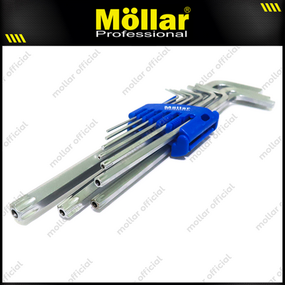 MOLLAR MLR-650102 Kunci L Set Panjang Kombinasi Bintang 9 Pcs