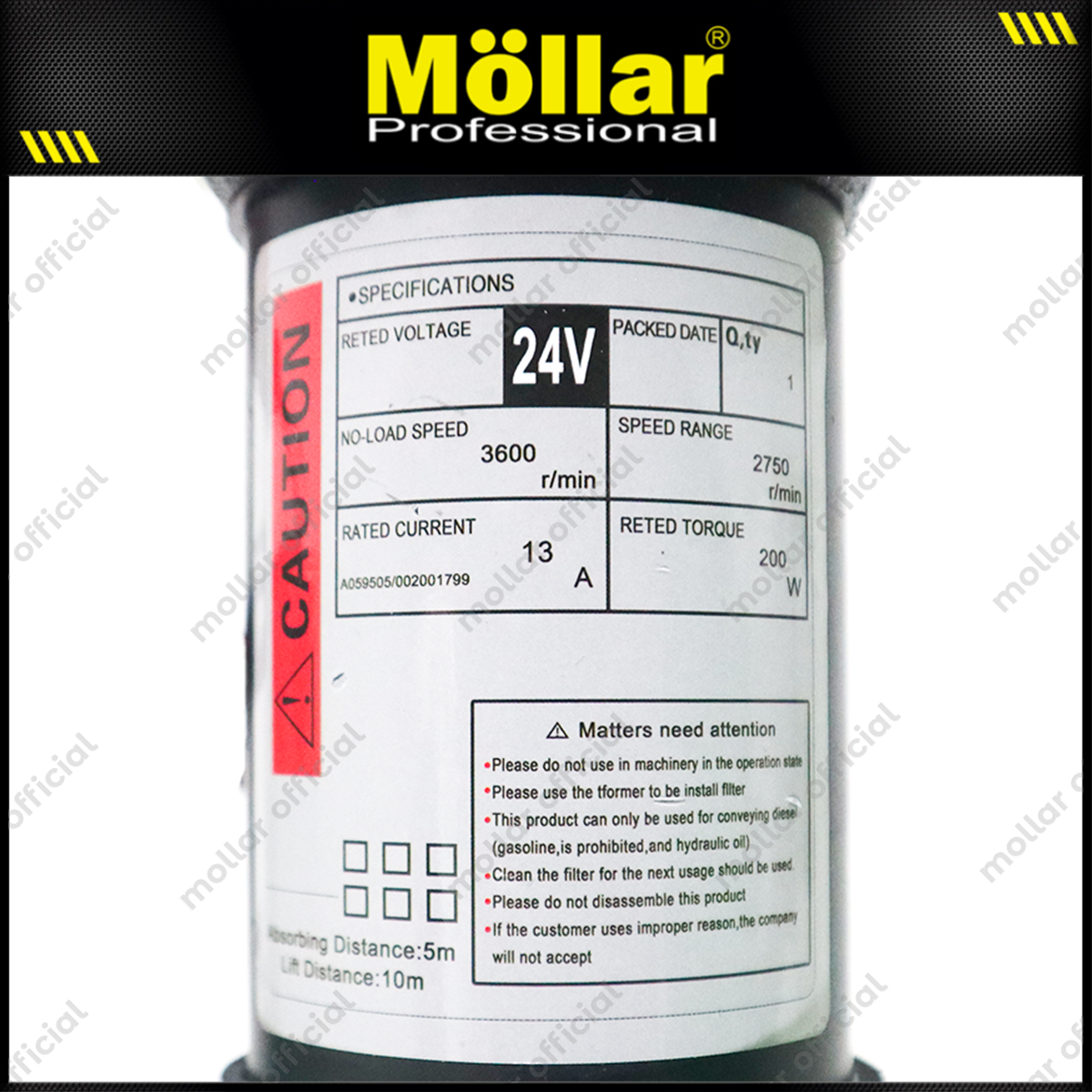 MOLLAR M02360 Pompa Oli DC 24V 200 Watt