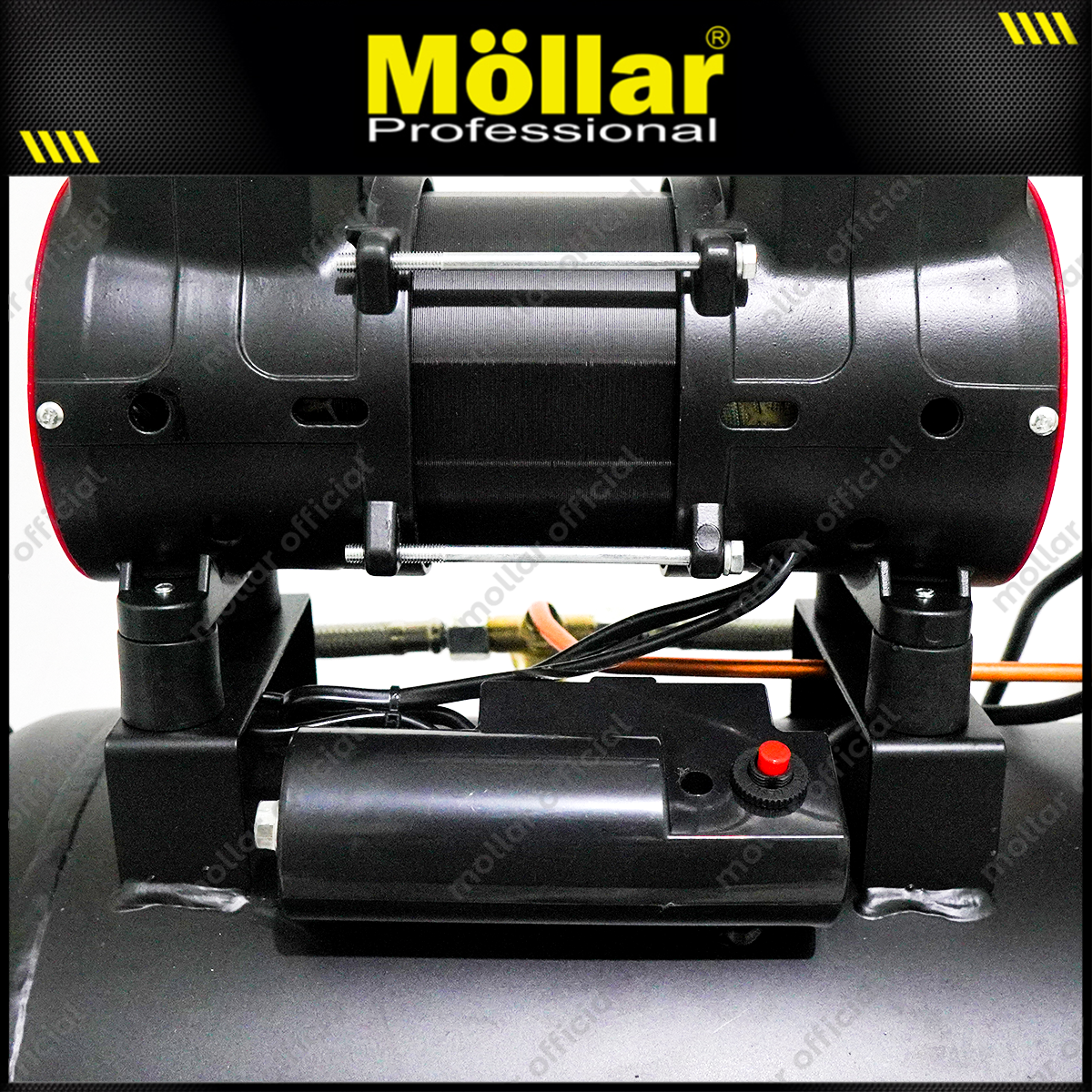 MOLLAR MLR-AC-1535BP Mesin Kompresor Angin Oilless 1 HP 35 Liter Black Panther