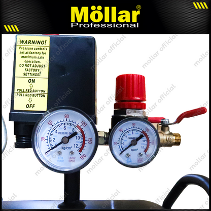 MOLLAR MLR-AC15150H4BP-R Mesin Kompresor Angin Oilless 4x1 HP 150 Liter Black Panther