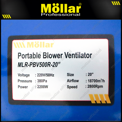 MOLLAR PBV500R Mesin Blower Ventilator Portable 20"
