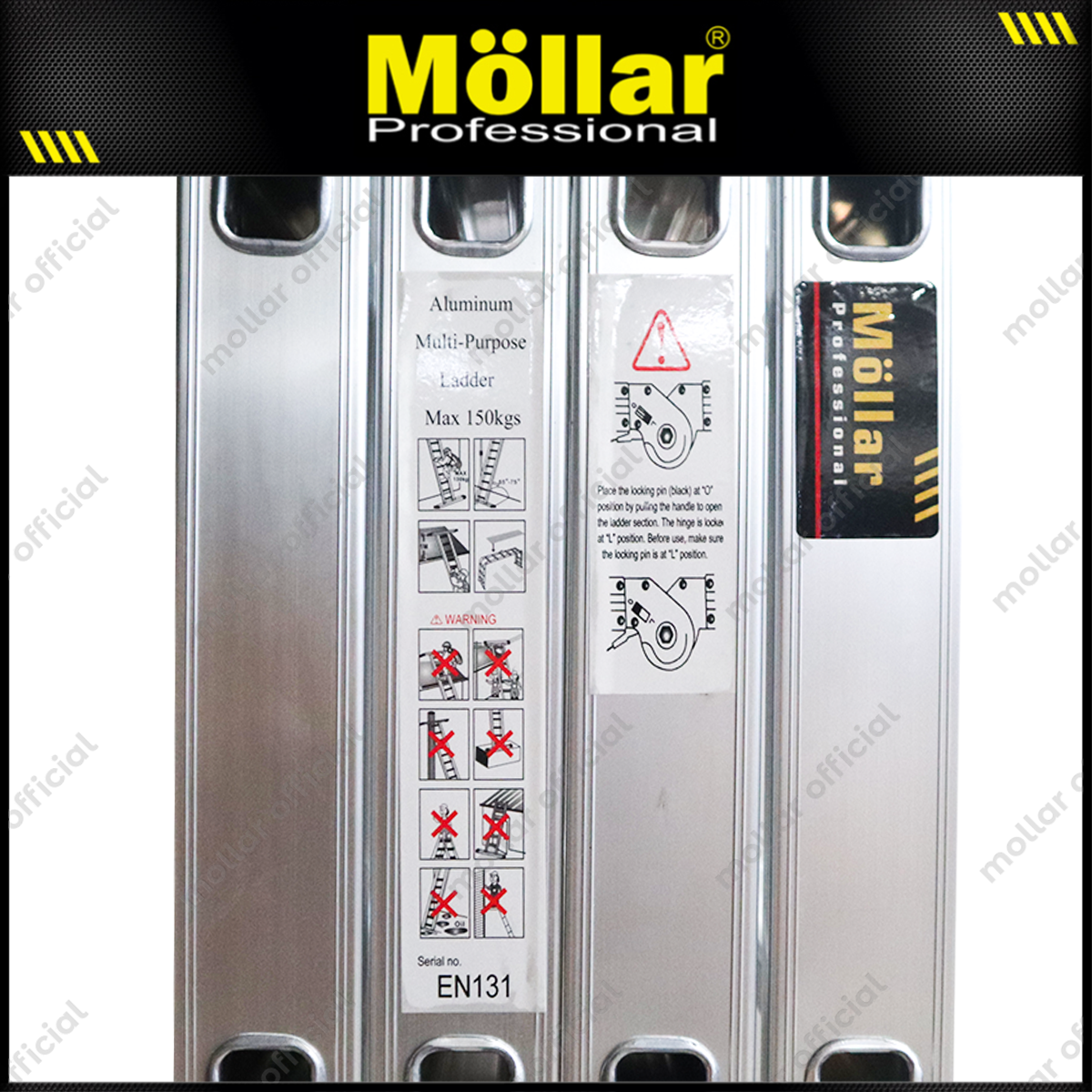 MOLLAR Tangga Lipat Almunium 4x6 7 meter 2 Roda