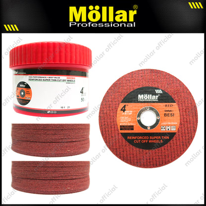 MOLLAR 1 pak 50 pcs Merah Cutting Wheel 4" Mata Gerinda Potong Besi