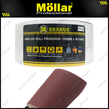 BRABUS No. 120 Amplas Roll 45 Meter Kain Abrasive Cloth Kayu Tembok