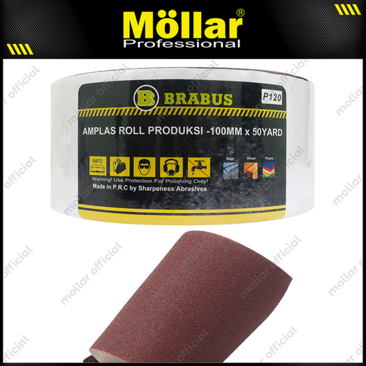 BRABUS No. 120 Amplas Roll 45 Meter Kain Abrasive Cloth Kayu Tembok
